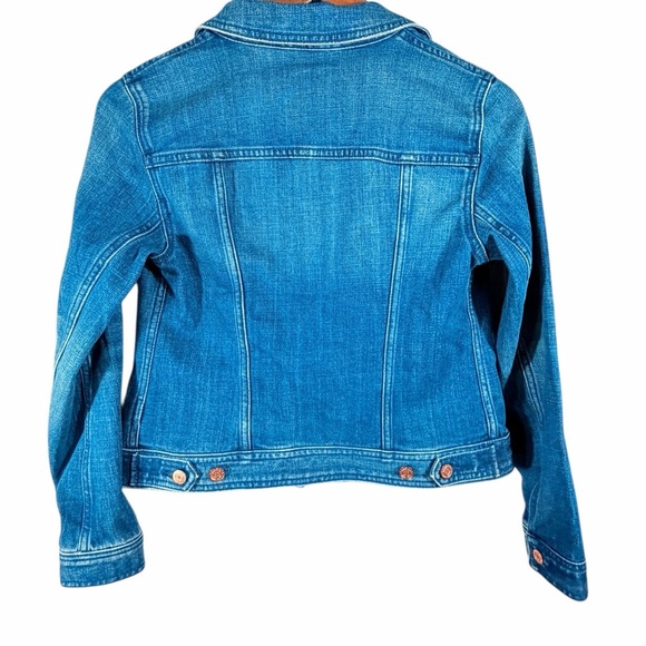 Talbots Petite Stretch Denim Jacket Blue Button Front Classic Medium Wash small - Picture 2 of 9